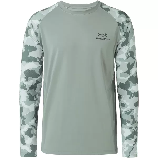 BASSDASH UPF 50 Fishing Tee for Men Camo Long Sleeve Shirt Quick Dry SweatshirtsAsh GreyAsh Green Camo