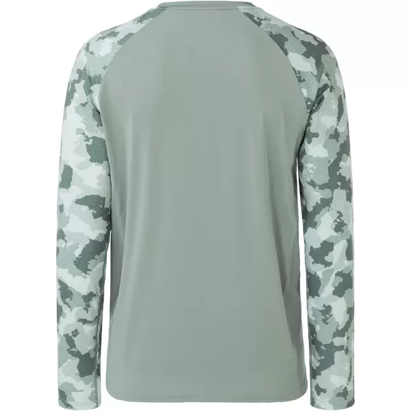 BASSDASH UPF 50 Fishing Tee for Men Camo Long Sleeve Shirt Quick Dry SweatshirtsAsh GreyAsh Green Camo