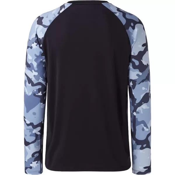 BASSDASH UPF 50 Fishing Tee for Men Camo Long Sleeve Shirt Quick Dry SweatshirtsBlackBlue Camo