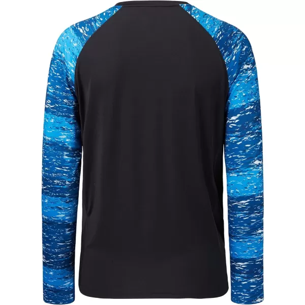 BASSDASH UPF 50 Fishing Tee for Men Camo Long Sleeve Shirt Quick Dry SweatshirtsBlackBlue Ocean Water