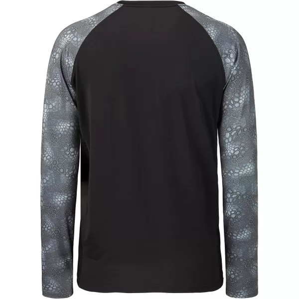 BASSDASH UPF 50 Fishing Tee for Men Camo Long Sleeve Shirt Quick Dry SweatshirtsBlackDark Hexagonal Scales