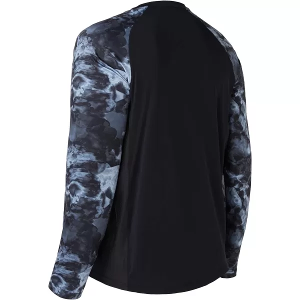 BASSDASH UPF 50 Fishing Tee for Men Camo Long Sleeve Shirt Quick Dry SweatshirtsBlackSplash Black