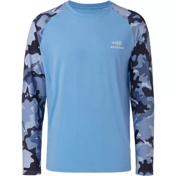 BASSDASH UPF 50 Fishing Tee for Men Camo Long Sleeve Shirt Quick Dry SweatshirtsCarolinaBlue Camo