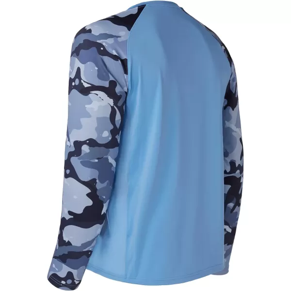 BASSDASH UPF 50 Fishing Tee for Men Camo Long Sleeve Shirt Quick Dry SweatshirtsCarolinaBlue Camo