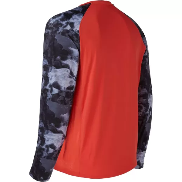 BASSDASH UPF 50 Fishing Tee for Men Camo Long Sleeve Shirt Quick Dry SweatshirtsCoral RedSplash Black