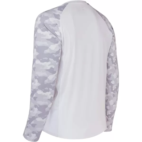 BASSDASH UPF 50 Fishing Tee for Men Camo Long Sleeve Shirt Quick Dry SweatshirtsWhiteLight Grey Camo