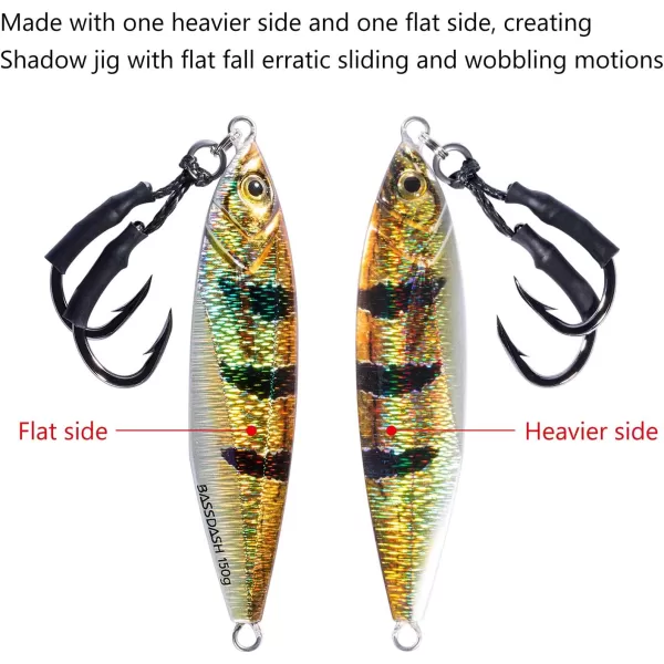 Bassdash Shadow Vertical Jigs Slow Jigging Lures Jerkbaits 100150200 Grams for Saltwater Freshwater FishingOne piece  Siamese Tiger Fish