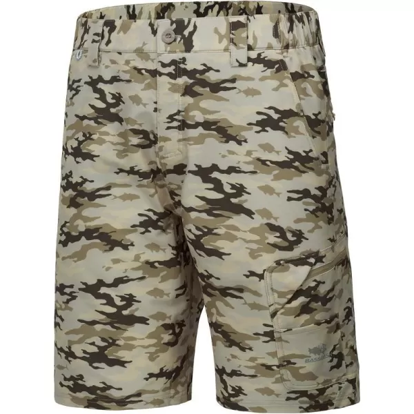 BASSDASH 105 Mens Fishing Cargo Shorts Quick Dry UPF 50 Water Resistant FP01MBeige Camo