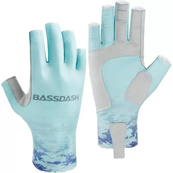 BASSDASH ALTIMATE UPF 50 Womens Fishing Gloves UV Sun Protection Fingerless Gloves for Kayaking Paddling Hiking Cycling Driving Shooting TrainingSeafoam Digital Gradient