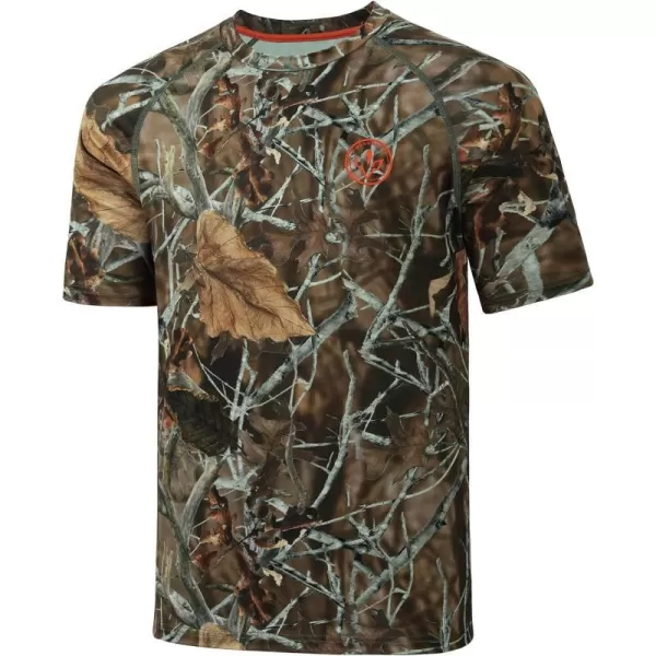 BASSDASH Mens Hunting Sun Shirt UPF 50 Lightweight Camo Performance Long Sleeve Stretch Fishing Hiking Tactical TeesShort Sleeve  Autumn Forest