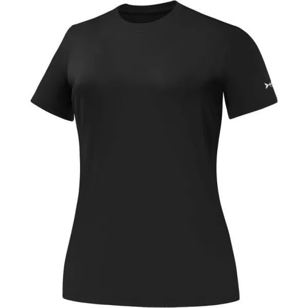 BASSDASH Womens UPF 50 Crew Neck Short Sleeve TShirt Cooling Performance Sun Protection Tee for Fishing Hiking CasualBlack