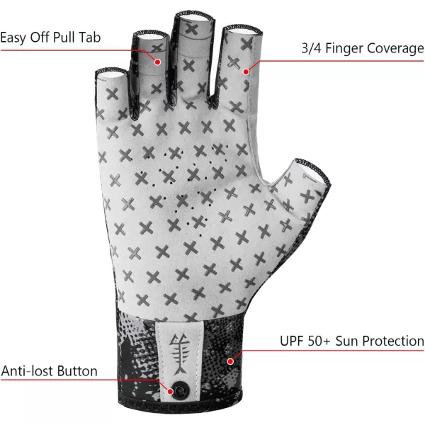 BASSDASH 34 Finger UPF 50 Sun Gloves Breathable AntiSlip Silicone Palm for Men Women Fishing Fingerless Cycling RunningBlack Sport Camo