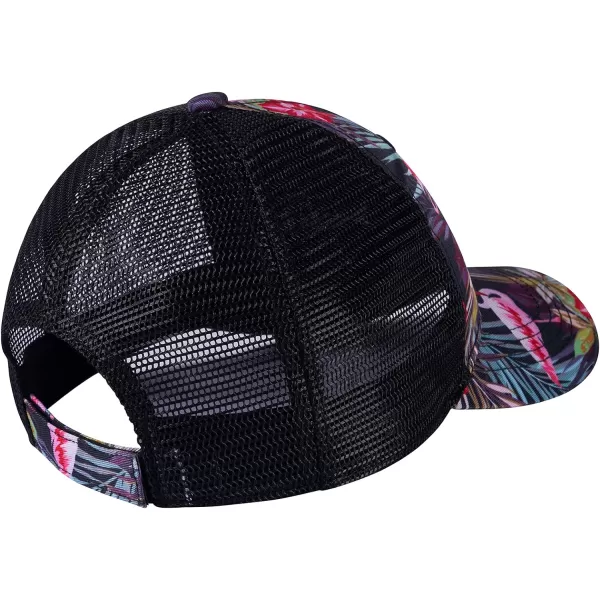 BASSDASH Altimate Fishing Hat Mesh Back for Men Women Adjustable Baseball Trucker CapBlackFlamingo