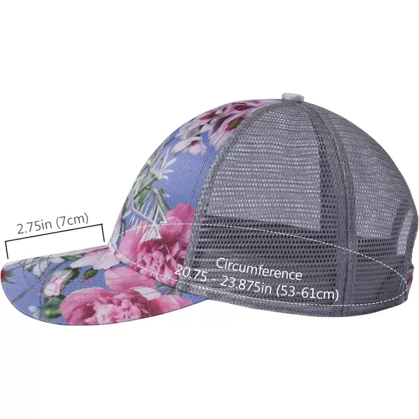 BASSDASH Altimate Fishing Hat Mesh Back for Men Women Adjustable Baseball Trucker CapBlue MistFloral