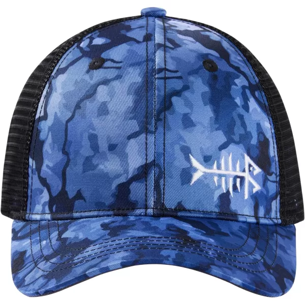 BASSDASH Altimate Fishing Hat Mesh Back for Men Women Adjustable Baseball Trucker CapBlueBlack Camo