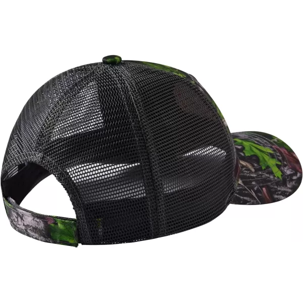 BASSDASH Altimate Fishing Hat Mesh Back for Men Women Adjustable Baseball Trucker CapGreen Leaf