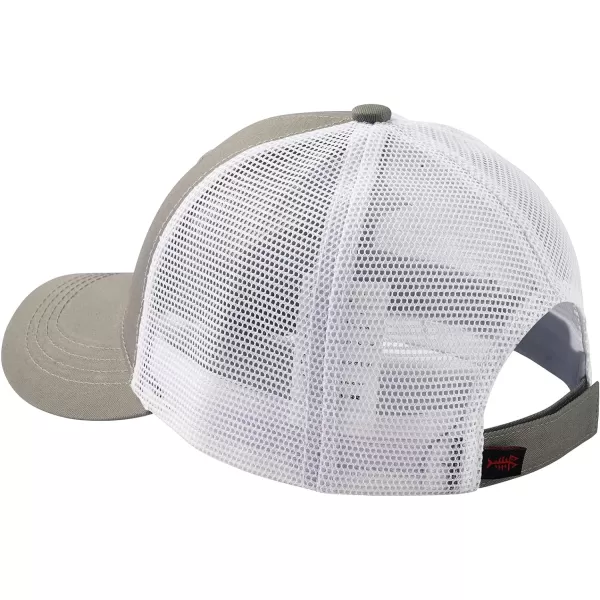 BASSDASH Altimate Fishing Hat Mesh Back for Men Women Adjustable Baseball Trucker CapGreyFish Flag