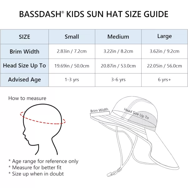 BASSDASH Kids UPF 50 Wide Brim Sun Hat with Neck Flap Lightweight Cooling Performance Toddler Girls Boys Outdoor Play HatsCreamDinosaur