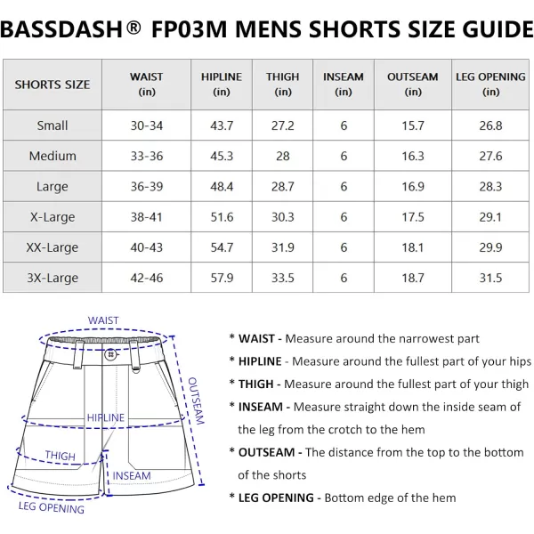 BASSDASH Mens 6 Fishing Shorts UPF 50 Water Resistant Quick Dry Hiking Cargo Shorts with Multi Pocket FP03MBASSDASH Mens 6 Fishing Shorts UPF 50 Water Resistant Quick Dry Hiking Cargo Shorts with Multi Pocket FP03M