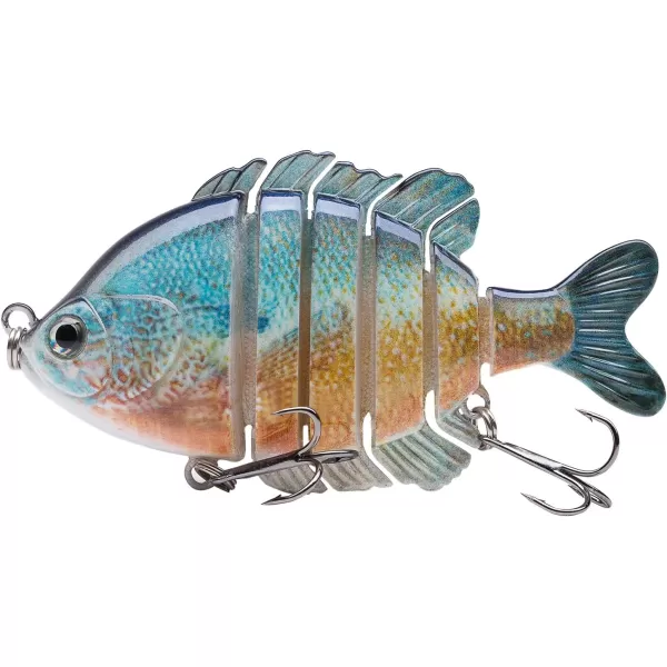 BASSDASH SwimPanfish Multi Jointed Panfish Bluegill Swimbaits Hard Topwater Bass Lures Fishing Lure Crank Saltwater 35in085ozPack of 4 Colors BPRL