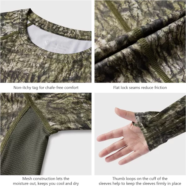 BASSDASH Womens Camo Hunting Shirt Long Sleeve UPF 50 Sun Protection Performance Tee Fishing HikingMossy Wood