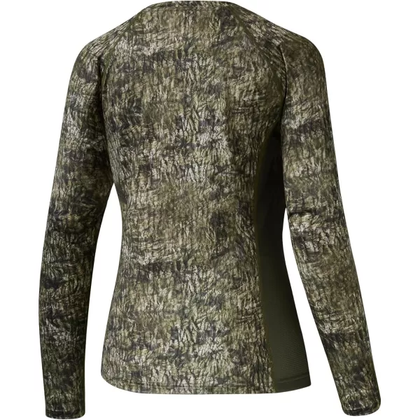 BASSDASH Womens Camo Hunting Shirt Long Sleeve UPF 50 Sun Protection Performance Tee Fishing HikingMossy Wood