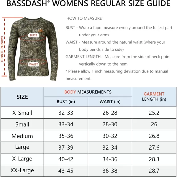 BASSDASH Womens Camo Hunting Shirt Long Sleeve UPF 50 Sun Protection Performance Tee Fishing HikingMossy Wood