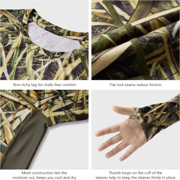 BASSDASH Womens Camo Hunting Shirt Long Sleeve UPF 50 Sun Protection Performance Tee Fishing HikingReeds