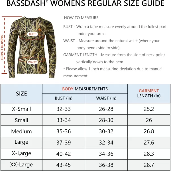 BASSDASH Womens Camo Hunting Shirt Long Sleeve UPF 50 Sun Protection Performance Tee Fishing HikingReeds