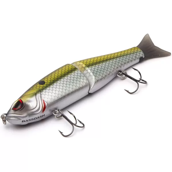 Bassdash SwimShad Glide Baits Jointed Swimbait Bass Pike Salmon Trout Muskie Fishing LureBlue Gold