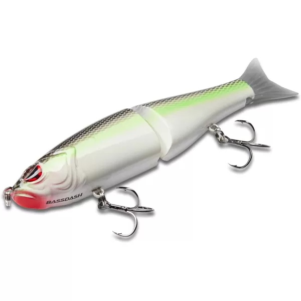 Bassdash SwimShad Glide Baits Jointed Swimbait Bass Pike Salmon Trout Muskie Fishing LureFluorescent White Shad