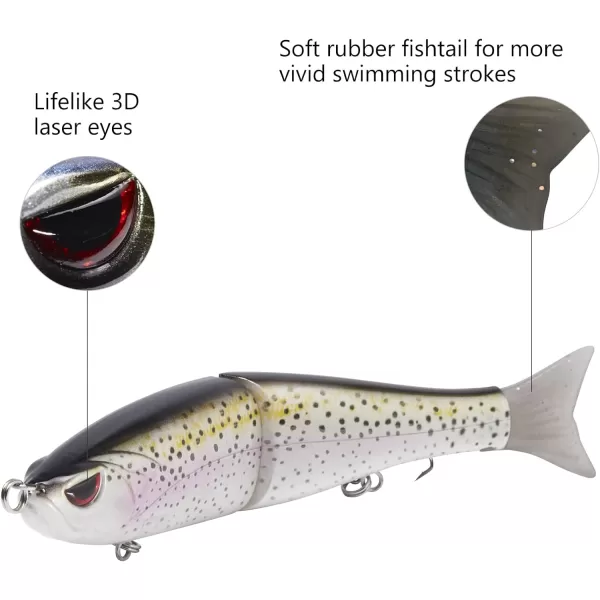 Bassdash SwimShad Glide Baits Jointed Swimbait Bass Pike Salmon Trout Muskie Fishing LureRainbow Trout