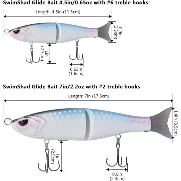 Bassdash SwimShad Glide Baits Jointed Swimbait Bass Pike Salmon Trout Muskie Fishing LureScales