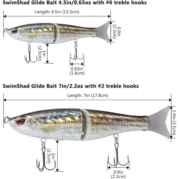 Bassdash SwimShad Glide Baits Jointed Swimbait Bass Pike Salmon Trout Muskie Fishing LureStriper