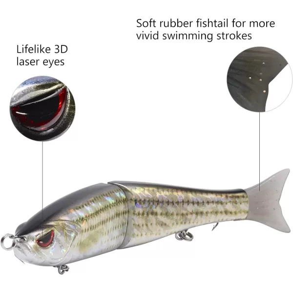 Bassdash SwimShad Glide Baits Jointed Swimbait Bass Pike Salmon Trout Muskie Fishing LureStriper