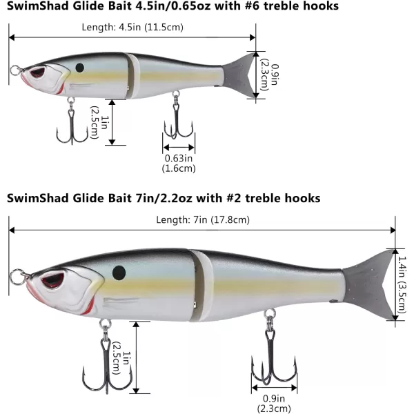 Bassdash SwimShad Glide Baits Jointed Swimbait Bass Pike Salmon Trout Muskie Fishing LureThreadfin