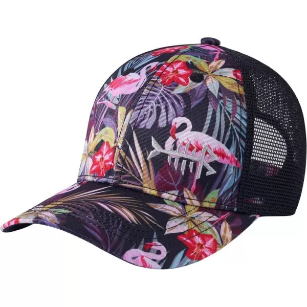 BASSDASH Altimate Fishing Hat Mesh Back for Men Women Adjustable Baseball Trucker CapBlackFlamingo