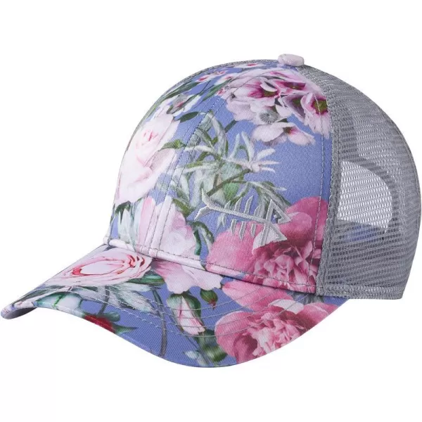 BASSDASH Altimate Fishing Hat Mesh Back for Men Women Adjustable Baseball Trucker CapBlue MistFloral