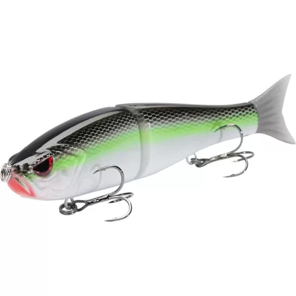 Bassdash SwimShad Glide Baits Jointed Swimbait Bass Pike Salmon Trout Muskie Fishing LureFluorescent White Shad