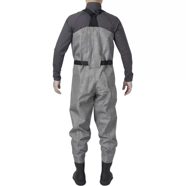 BASSDASH 3D Boot Foot Game Wader Ultra High Strength Black Plaid Nylon PVC Fishing Hunting Chest Waders for MenHeather Grey