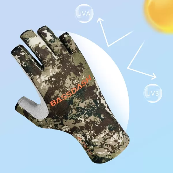 BASSDASH ALTIMATE Fishing Gloves Sun Protection Fingerless Hunting UPF 50 Mens Womens UV GlovesAltimate I  Grunge Camo