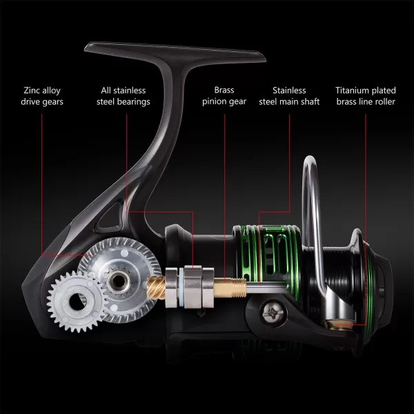 BASSDASH Alien Ultra Lightweight Carbon Spinning Fishing Reel BlueMagic Reel with Aluminum Body and Carbon Rotor Stainless Steel Bearings and Carbon Fiber Drag in 5 SizesALIEN 3000