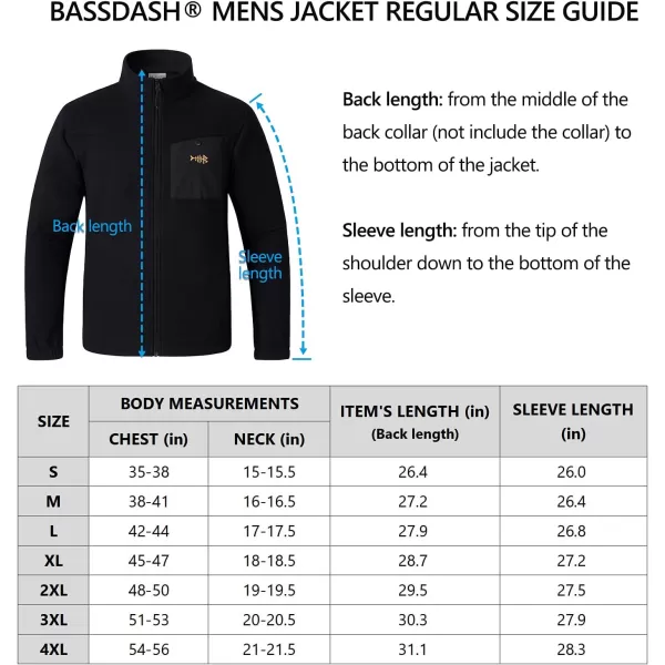 BASSDASH AllDay Mens Full Zip Fleece Jacket Soft Breathable MidWeight Polar Fleece Winter Coat with PocketsBlack