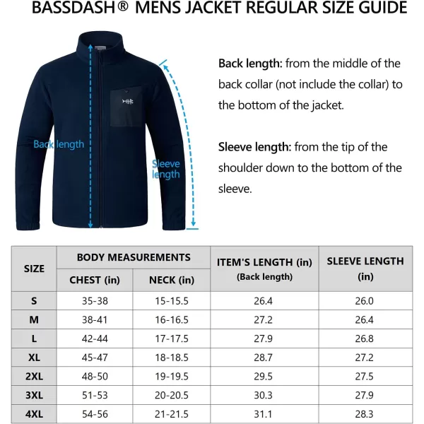 BASSDASH AllDay Mens Full Zip Fleece Jacket Soft Breathable MidWeight Polar Fleece Winter Coat with PocketsDark Blue