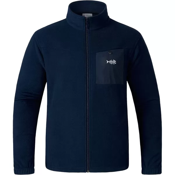 BASSDASH AllDay Mens Full Zip Fleece Jacket Soft Breathable MidWeight Polar Fleece Winter Coat with PocketsDark Blue