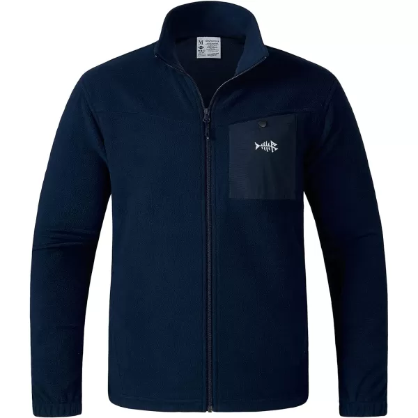 BASSDASH AllDay Mens Full Zip Fleece Jacket Soft Breathable MidWeight Polar Fleece Winter Coat with PocketsDark Blue