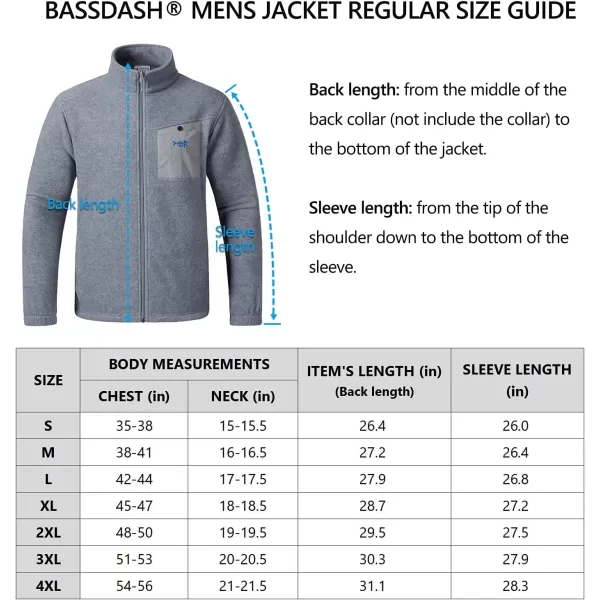 BASSDASH AllDay Mens Full Zip Fleece Jacket Soft Breathable MidWeight Polar Fleece Winter Coat with PocketsHeather Grey