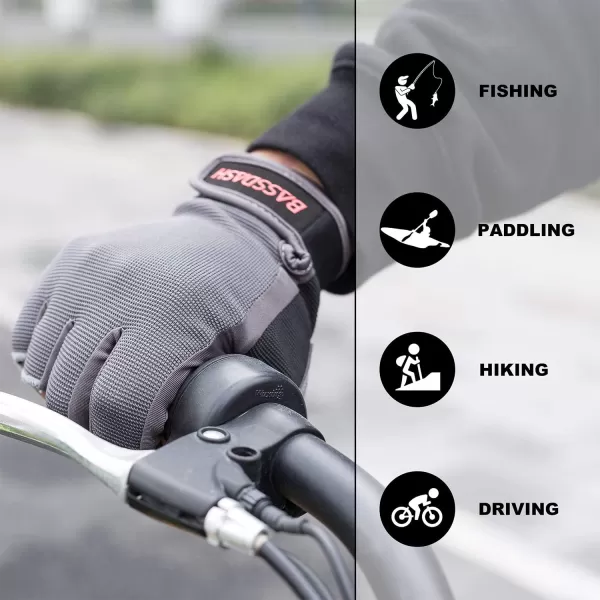 BASSDASH Astro HeavyDuty Sure Grip Fishing Gloves Mens Womens Fingerless Gloves for Game Fishing Kayaking Paddling Sailing MTBGray