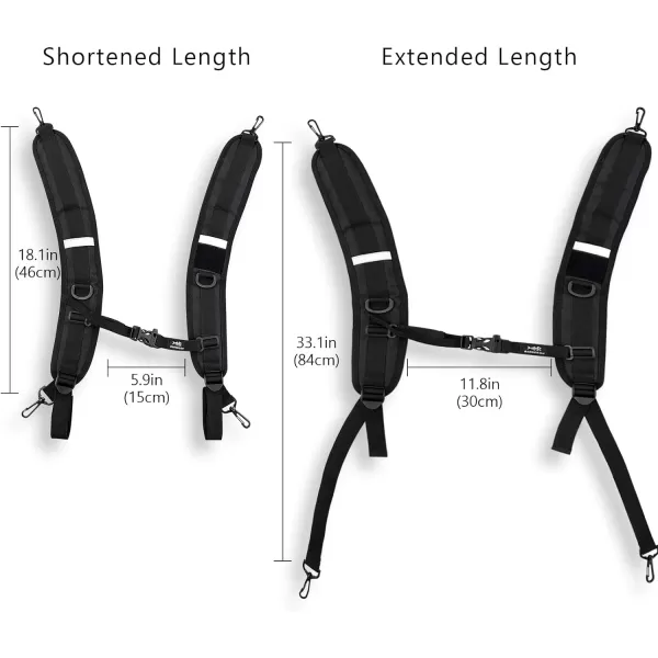 BASSDASH Backpack Straps Replacement Adjustable Padded Shoulder Straps for Backpack Dry BagBlack AdultMetal Clips