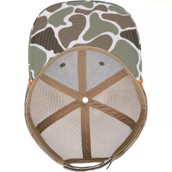 BASSDASH Camo Rope Trucker Hat Adjustable Embroidered Baseball Cap Mesh Back for Duck Deer Hunting Fly Fishing CampingArmy GreenMallard